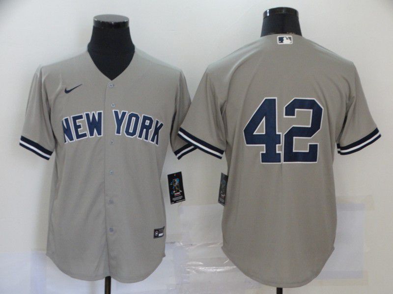 Men New York Yankees #42 No Name Grey Game 2020 Nike MLB Jerseys->women nfl jersey->Women Jersey